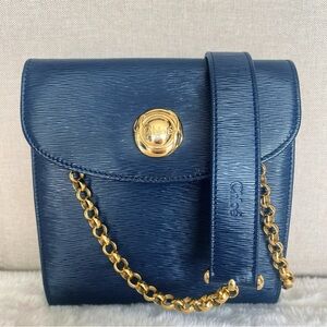 VINTAGE‎ CHLOE Navy Blue Epi Leather Gold Chain Small Crossbody / Clutch